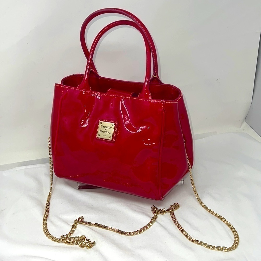 Dooney & Bourke Fuchsia Pink Patent Leather Double Handle Crossbody Bag
